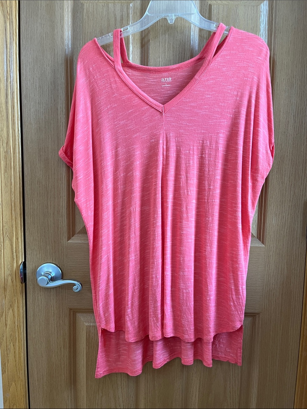 a.n.a Coral Pink V-Neck High-Low Tunic size large